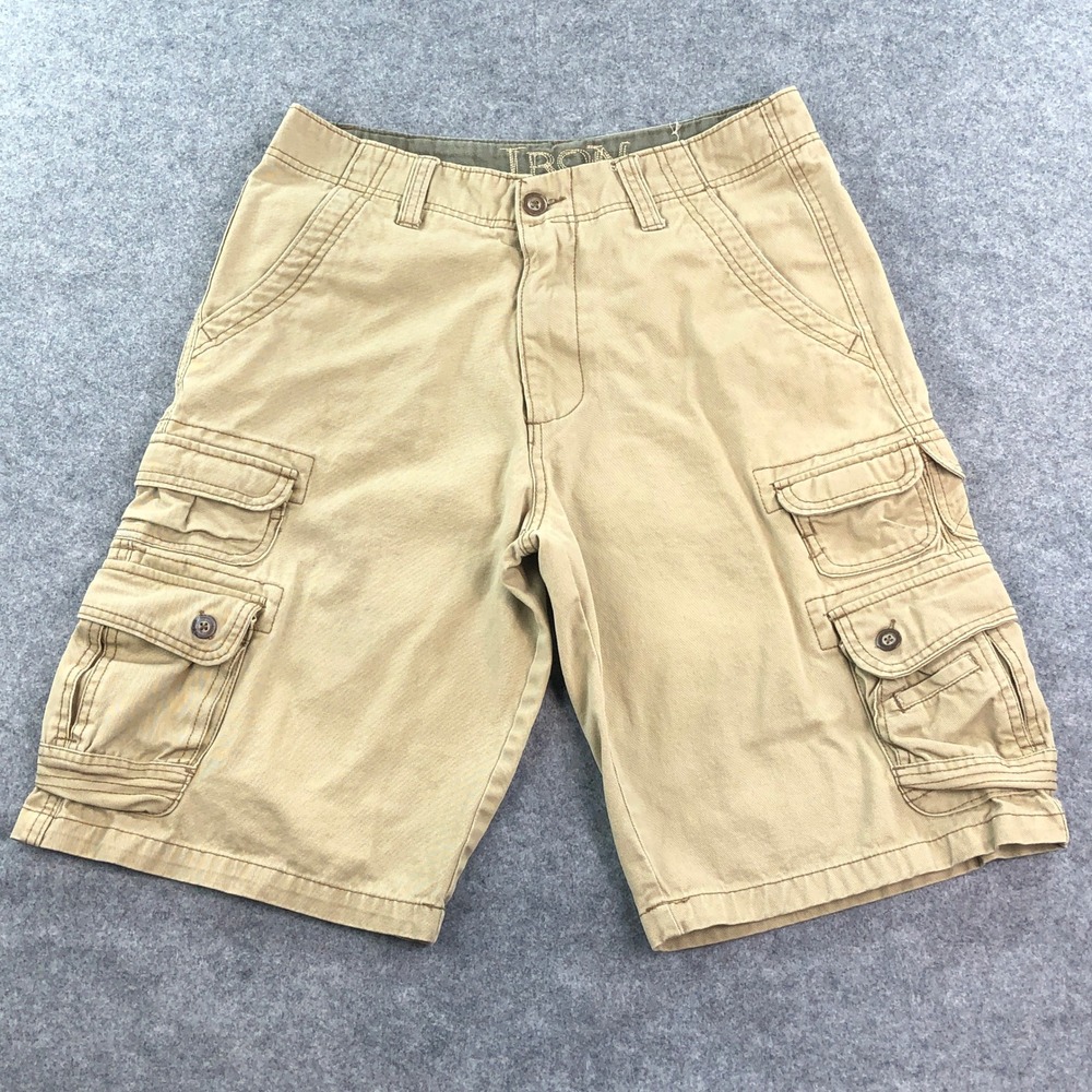 Iron Mens 32 Beige Cargo Outdoor Shorts Utility